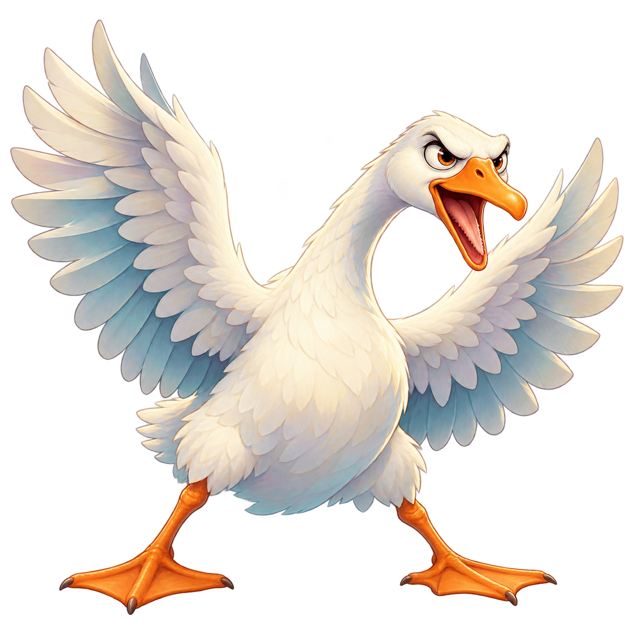 The original Alchemy TD opening goose, wings spread and beak open